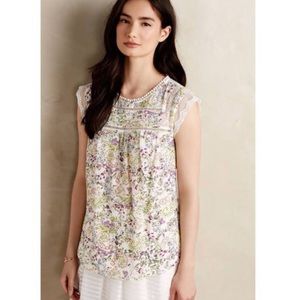 Anthropologie Meadow Rue Nellore floral print with lace top